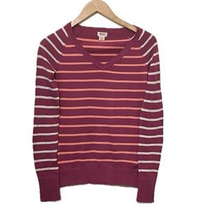 Mossimo Supply Co. 100% Cotton Striped V-Neck Knit Top